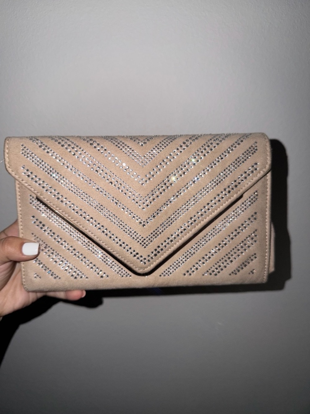Aldo Blush Chevron Stud Envelope Clutch